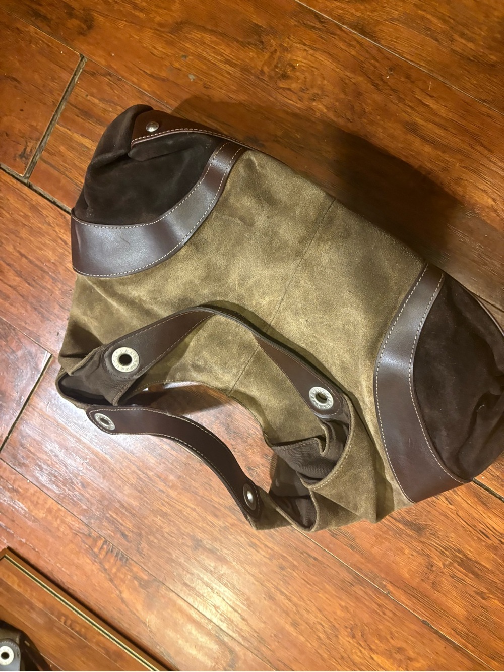 Prune Brown Suede and Leather Hobo Bag - Picture 5 of 6